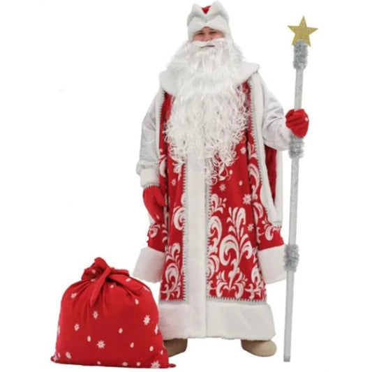 4pcs Santa Claus Cosplay Costume Christmas Outfit Hat Glove Large Storage Bag