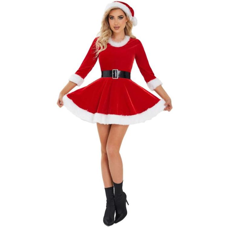 3pcs Christmas Party Sexy Stage Performance Costume Santa Uniform Set
