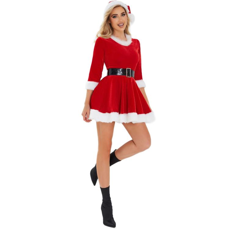 3pcs Christmas Party Sexy Stage Performance Costume Santa Uniform Set