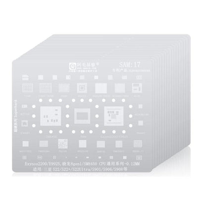 AMAOE For Samsung BGA Reballing Stencil Soldering Repair Tool, SAM15 S21/S21 Ultra, SAM16 A53/A536, SAM17 S22/S22 Ultra, SAM18 A14/A54, SAM19 S23/S24, SAM20 A156U/A156E, SAM21 S25/S25+