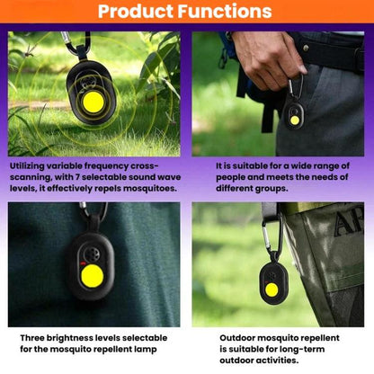 Répulsif portable multifonction à ultrasons SB-1330B - Clip anti-moustique silencieux et écologique pour l'extérieur
