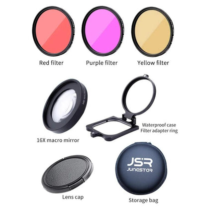 For GoPro HERO13/12/11/10/9/8 Black Action Camera, JSR Filter Adapter Ring+Lens Cover, JSR Red Diving Filter With Adapter Ring, JSR Purple Diving Filter With Adapter Ring, JSR Yellow Diving Filter With Adapter Ring, JSR 16X Macro Filter With Adapter Ri...