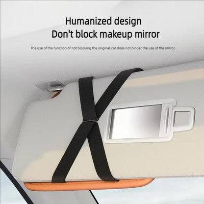 Universal Large-Capacity Sun Visor Organizer For Cars Multi-Functional Eyeglass Clip & Ticket/Card Storage Bag