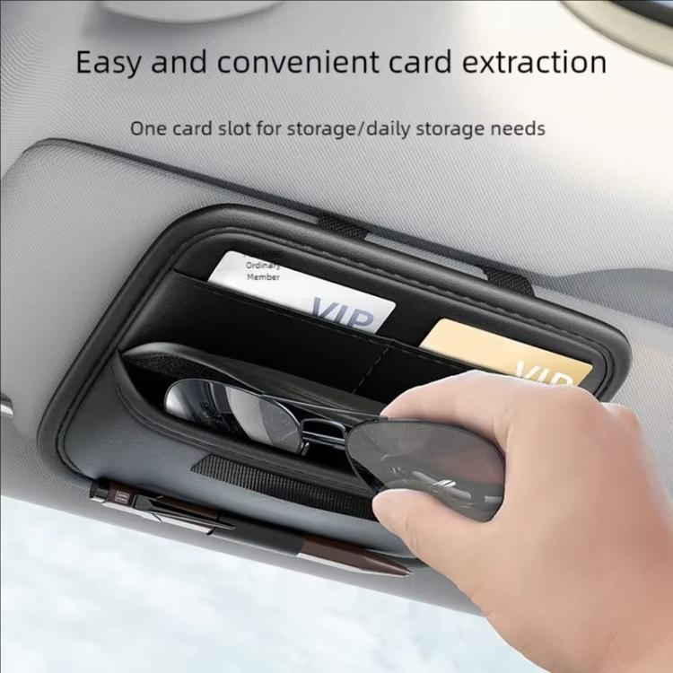 Universal Large-Capacity Sun Visor Organizer For Cars Multi-Functional Eyeglass Clip & Ticket/Card Storage Bag