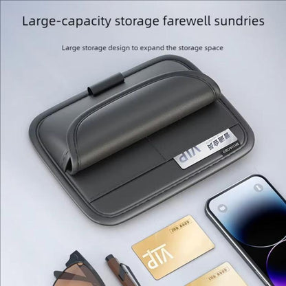 Universal Large-Capacity Sun Visor Organizer For Cars Multi-Functional Eyeglass Clip & Ticket/Card Storage Bag