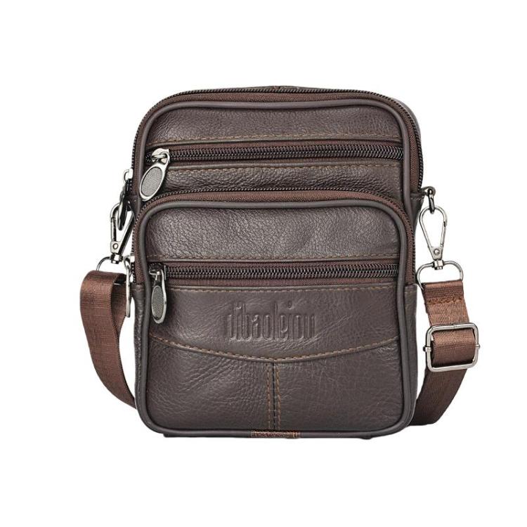 DEABOLAR 1140 Men Multi-Functional Crossbody Bag Belt-Wearable Leather Durable Zipper Shoulder Bag
