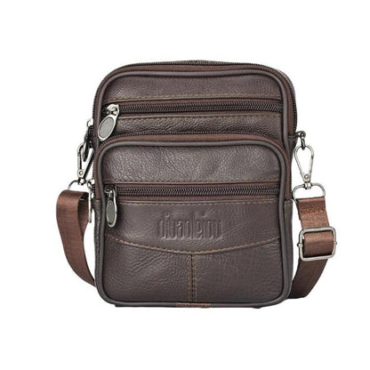 DEABOLAR 1140 Men Multi-Functional Crossbody Bag Belt-Wearable Leather Durable Zipper Shoulder Bag