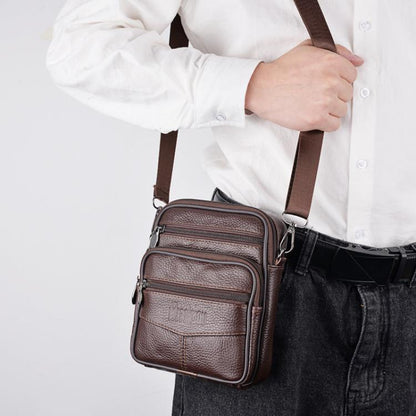 DEABOLAR 1140 Men Multi-Functional Crossbody Bag Belt-Wearable Leather Durable Zipper Shoulder Bag