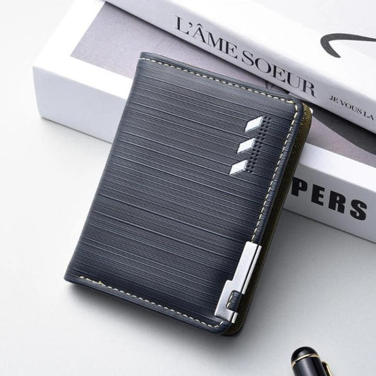 K3325 Portefeuille court compact pour homme, porte-cartes à plusieurs fentes, pliable