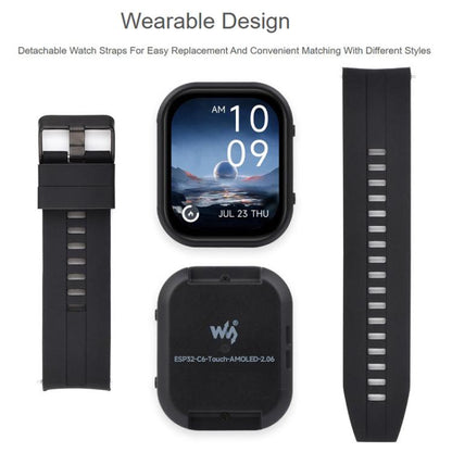 WAVESHARE ESP32-C6 2.06 Inch AMOLED Touch Watch Development Board, 410x502 Pixels, With Lithium Battery, No Lithium Battery