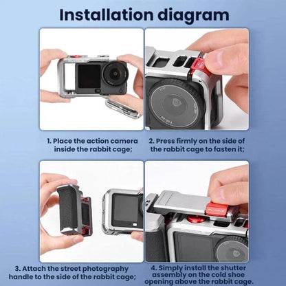 For DJI Osmo Action 6 Flymile Extended Cage Protective Frame Kit, AC6017 Silver