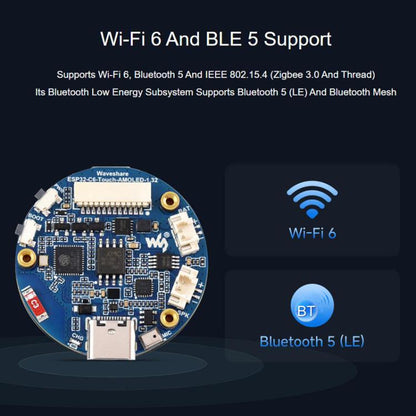 1.32 Inch AMOLED Round Touch Display Development Board, 32766