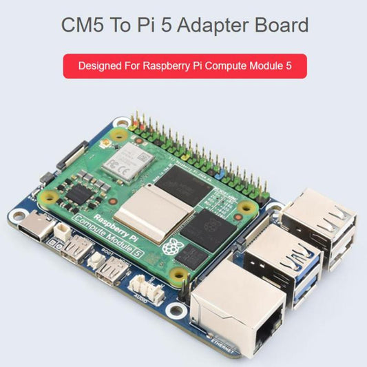 WAVESHARE CM5-To-Pi5-Adapter For Raspberry Pi 5 CM5 To Pi 5 Adapter Board Supports Connecting To Microphone, 32049