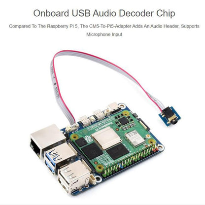 WAVESHARE CM5-To-Pi5-Adapter For Raspberry Pi 5 CM5 To Pi 5 Adapter Board Supports Connecting To Microphone, 32049