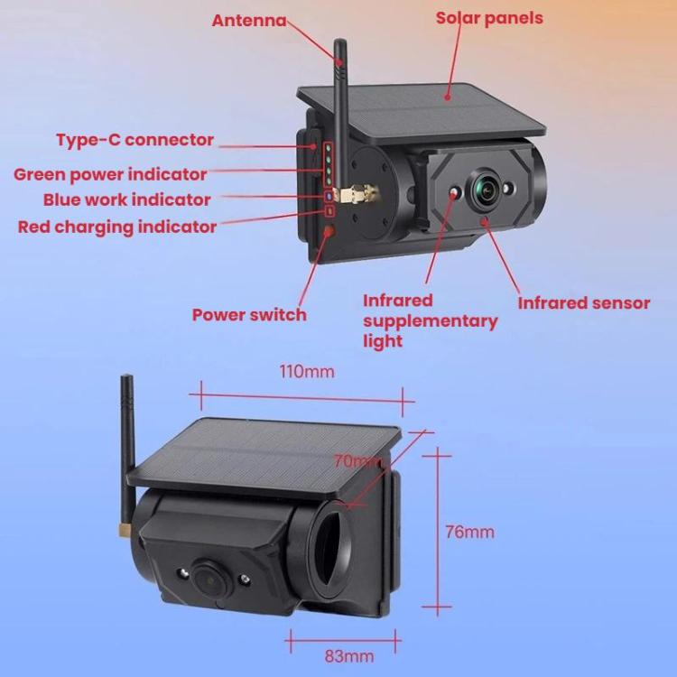 Wireless WIFI Magnetic Solar-powered Car Recorder Reversing HD Camera