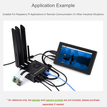 For Raspberry Pi CM5 WAVESHARE Dual Network Port Expansion Board Support 4/5G Communication Module, EU Plug, US Plug, UK Plug