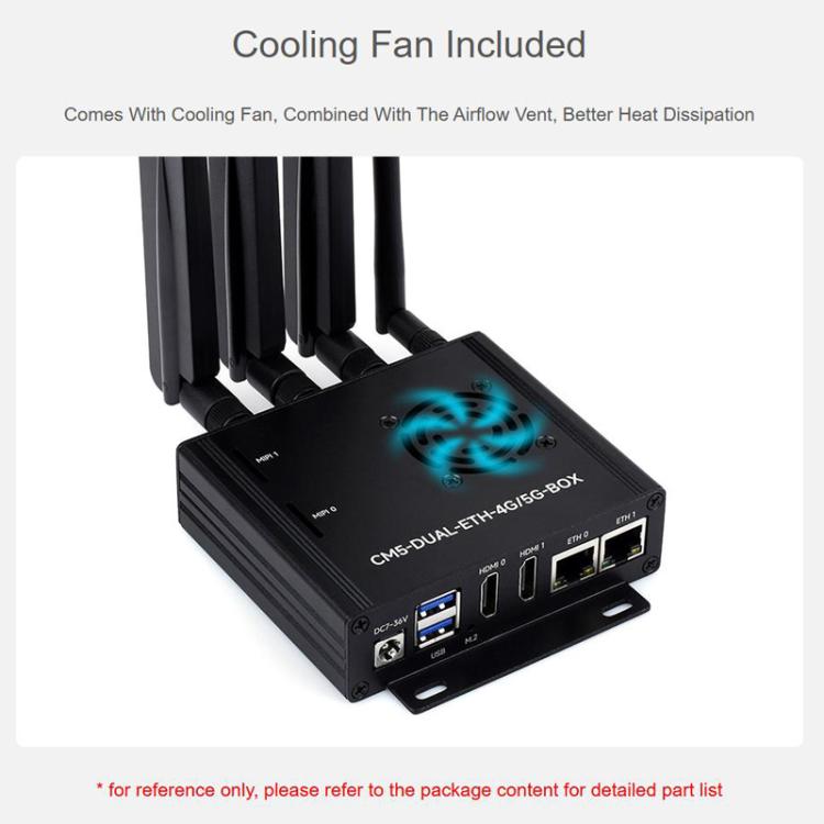 For Raspberry Pi CM5 WAVESHARE Dual Network Port Expansion Board Support 4/5G Communication Module, EU Plug, US Plug, UK Plug