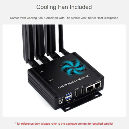 For Raspberry Pi CM5 WAVESHARE Dual Network Port Expansion Board Support 4/5G Communication Module, EU Plug, US Plug, UK Plug