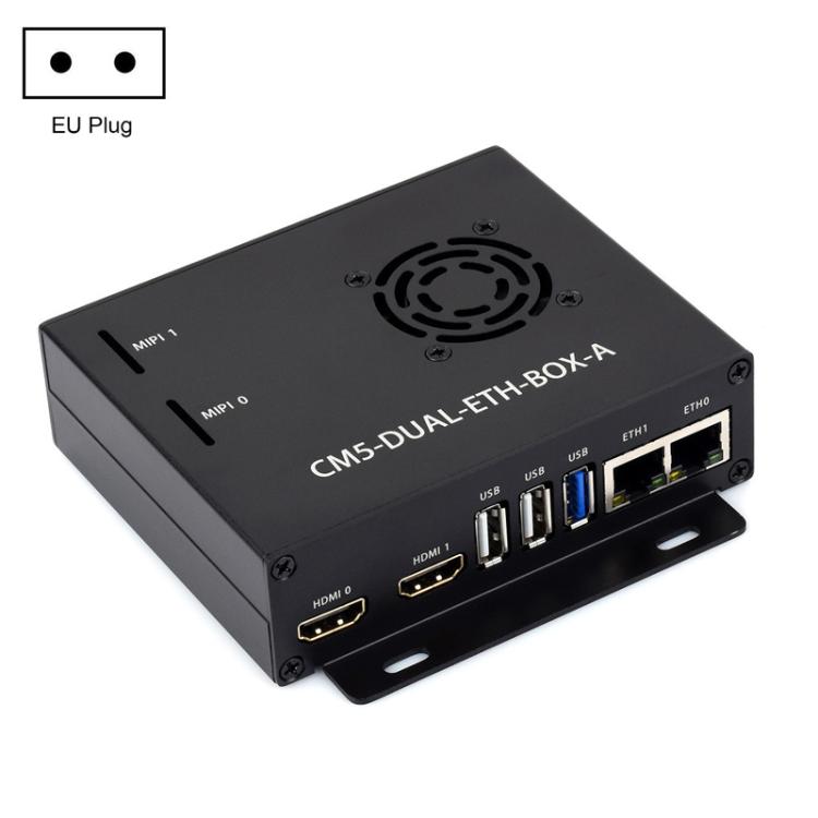 For Raspberry Pi CM5 WAVESHARE Gigabit / 2.5G Dual Network Port Expansion Board Support Access To RJ45 And Dual 4K Outputs, US Plug, EU Plug, UK Plug