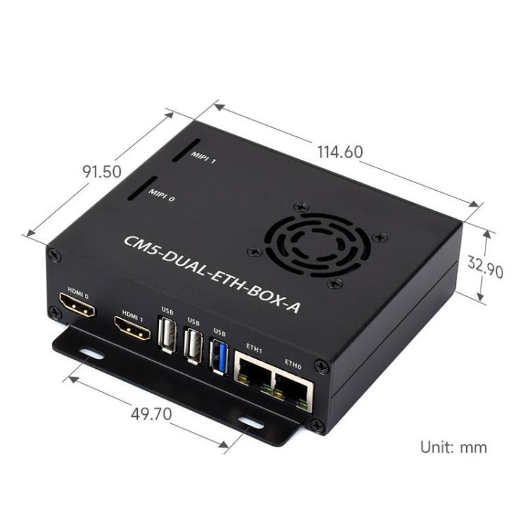 For Raspberry Pi CM5 WAVESHARE Gigabit / 2.5G Dual Network Port Expansion Board Support Access To RJ45 And Dual 4K Outputs, US Plug, EU Plug, UK Plug