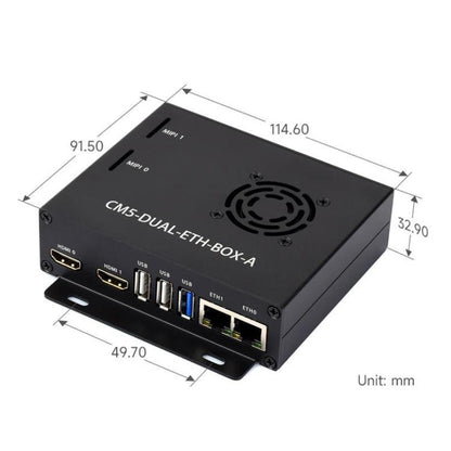For Raspberry Pi CM5 WAVESHARE Gigabit / 2.5G Dual Network Port Expansion Board Support Access To RJ45 And Dual 4K Outputs, US Plug, EU Plug, UK Plug