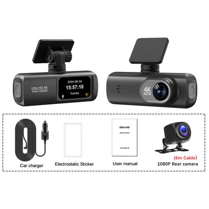 4K Dual Recording WiFi Smartphone Connected Car Dash Cam, Front+Rear, Front+Rear+GPS Track, Front+Inside, Front+Inside+GPS Track