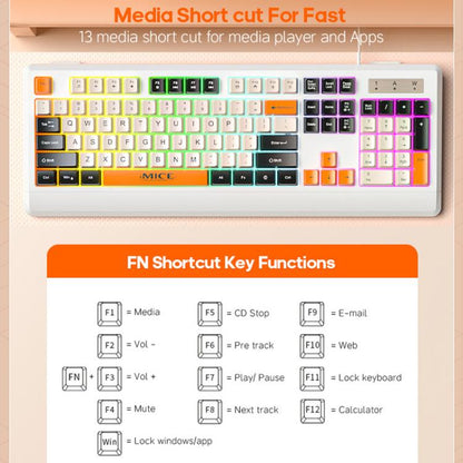 iMICE AK-100 Wired USB Rainbow Backlit Color Block Keycap Keyboard