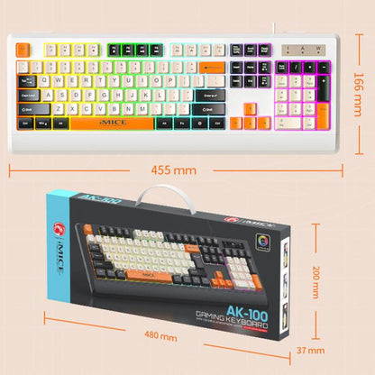 iMICE AK-100 Wired USB Rainbow Backlit Color Block Keycap Keyboard