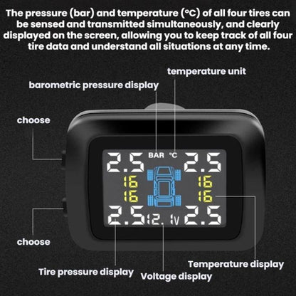 Cigarette Lighter Type Car Battery Tire Pressure Monitor, External, Internal