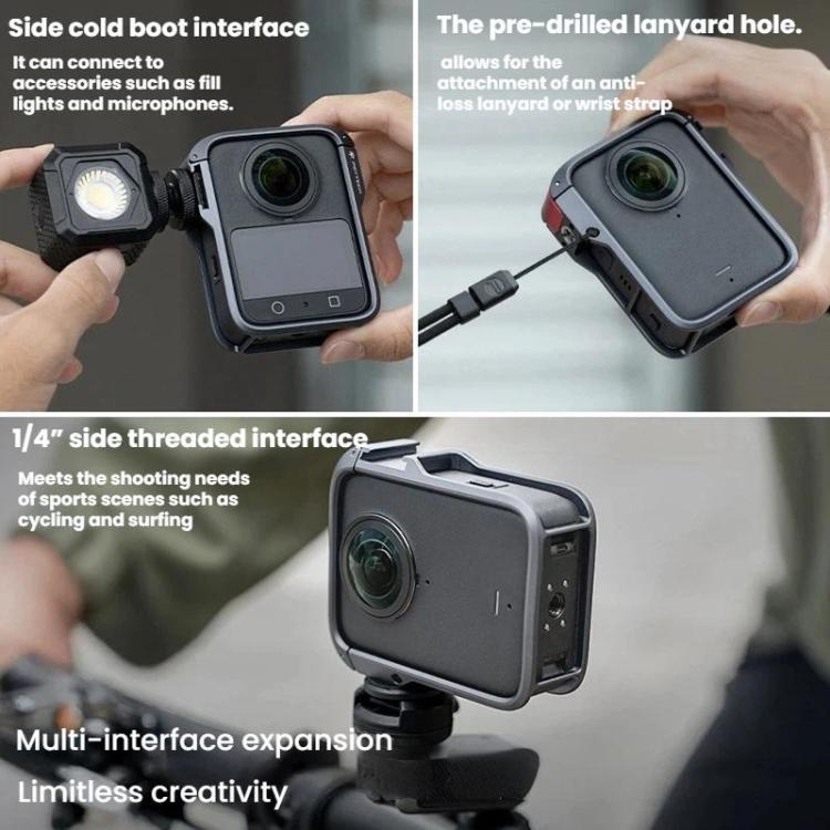 For DJI Osmo 360 PGYTECH Panoramic Camera Metal Cage Protective Extended Frame