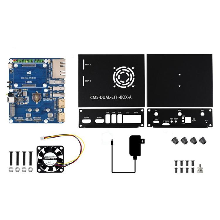 WAVESHARE Gigabit / 2.5G Dual Ethernet Base Board For Raspberry Pi CM5, EU Plug, UK Plug, US Plug