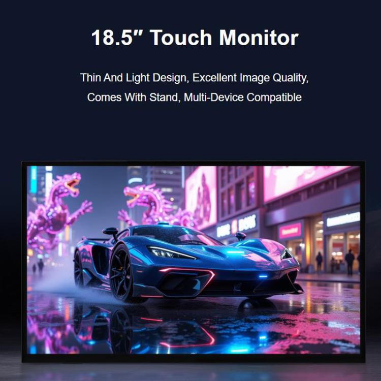 Luckfox 18.5 Inch 10-Point Touch Monitor 1920 × 1080 Resolution 120Hz Refresh Rate IPS Screen, EU Plug, UK Plug, US Plug