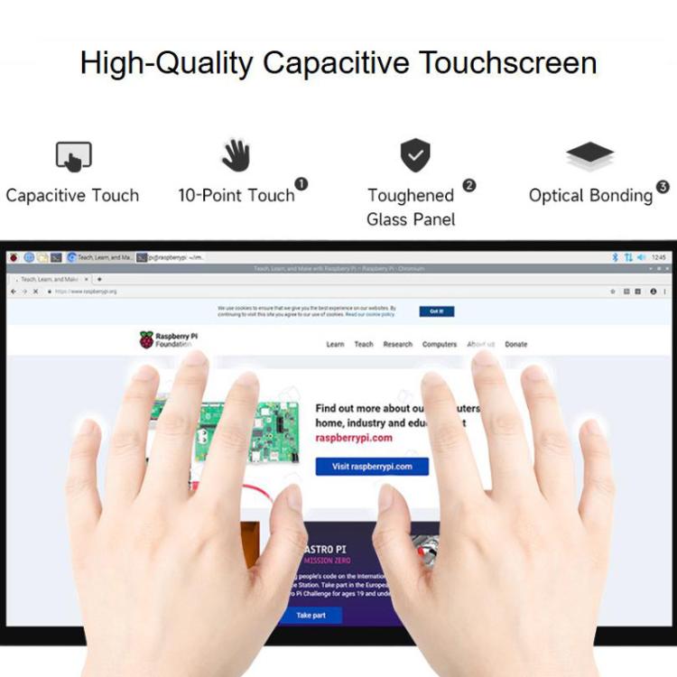 Luckfox 18.5 Inch 10-Point Touch Monitor 1920 × 1080 Resolution 120Hz Refresh Rate IPS Screen, EU Plug, UK Plug, US Plug
