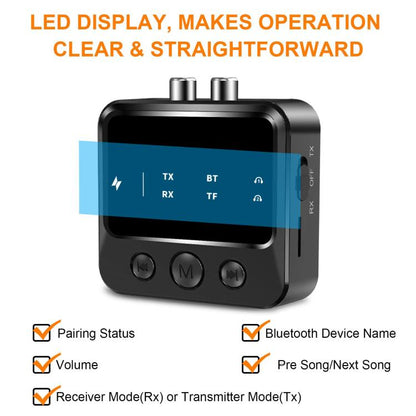 Bluetooth 5.4 Audio Transmitter/Receiver Adapter With TF Card Playback, C56