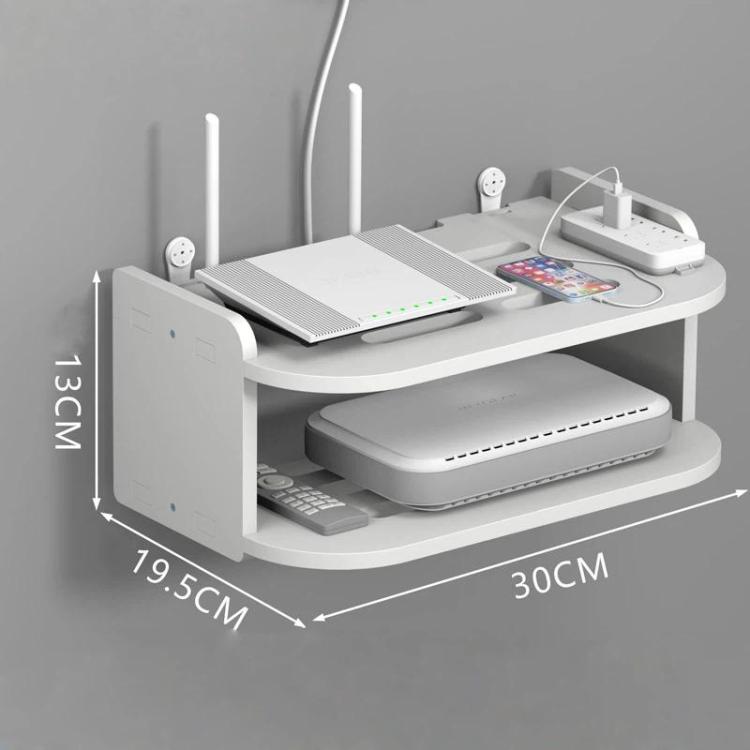 2-Tier Storage Shelf For TV Box & Router Drill-Free Wall-Mounted Organizer Box, 30cm, 35cm, 40cm, 45cm, 50cm