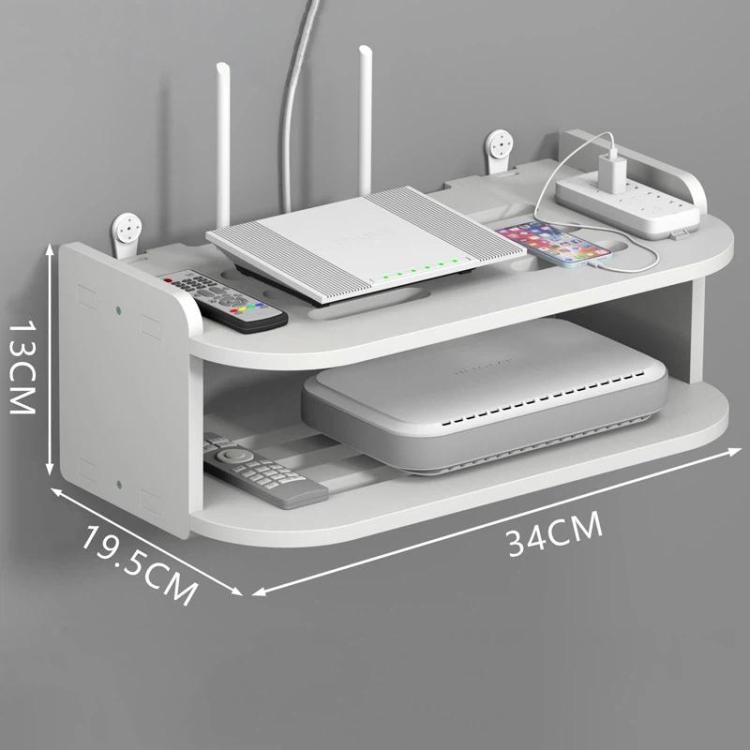 2-Tier Storage Shelf For TV Box & Router Drill-Free Wall-Mounted Organizer Box, 30cm, 35cm, 40cm, 45cm, 50cm