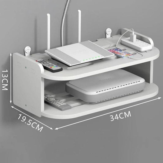 2-Tier Storage Shelf For TV Box & Router Drill-Free Wall-Mounted Organizer Box, 30cm, 35cm, 40cm, 45cm, 50cm