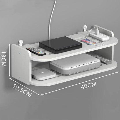 2-Tier Storage Shelf For TV Box & Router Drill-Free Wall-Mounted Organizer Box, 30cm, 35cm, 40cm, 45cm, 50cm