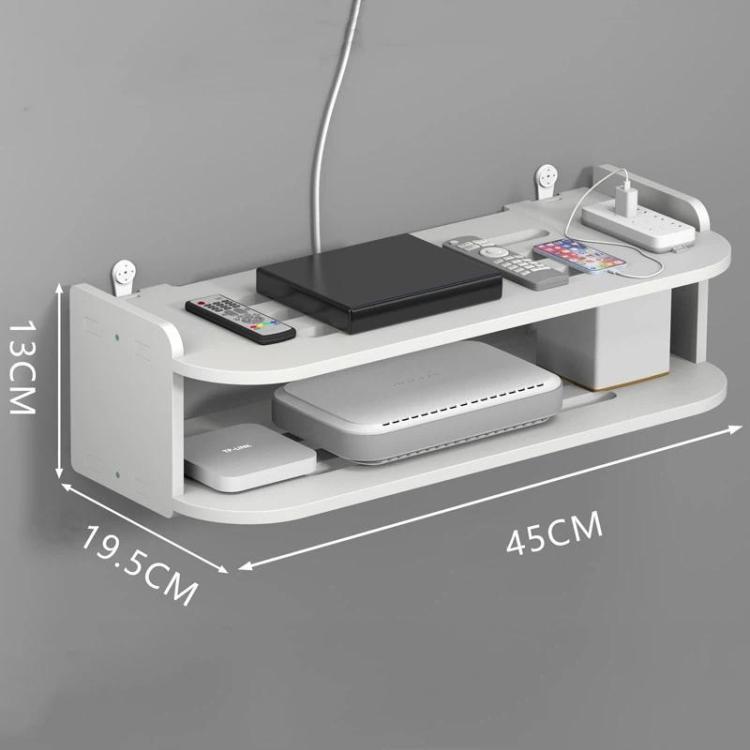 2-Tier Storage Shelf For TV Box & Router Drill-Free Wall-Mounted Organizer Box, 30cm, 35cm, 40cm, 45cm, 50cm