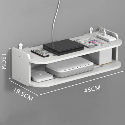 2-Tier Storage Shelf For TV Box & Router Drill-Free Wall-Mounted Organizer Box, 30cm, 35cm, 40cm, 45cm, 50cm