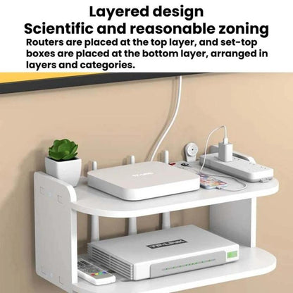 2-Tier Storage Shelf For TV Box & Router Drill-Free Wall-Mounted Organizer Box, 30cm, 35cm, 40cm, 45cm, 50cm