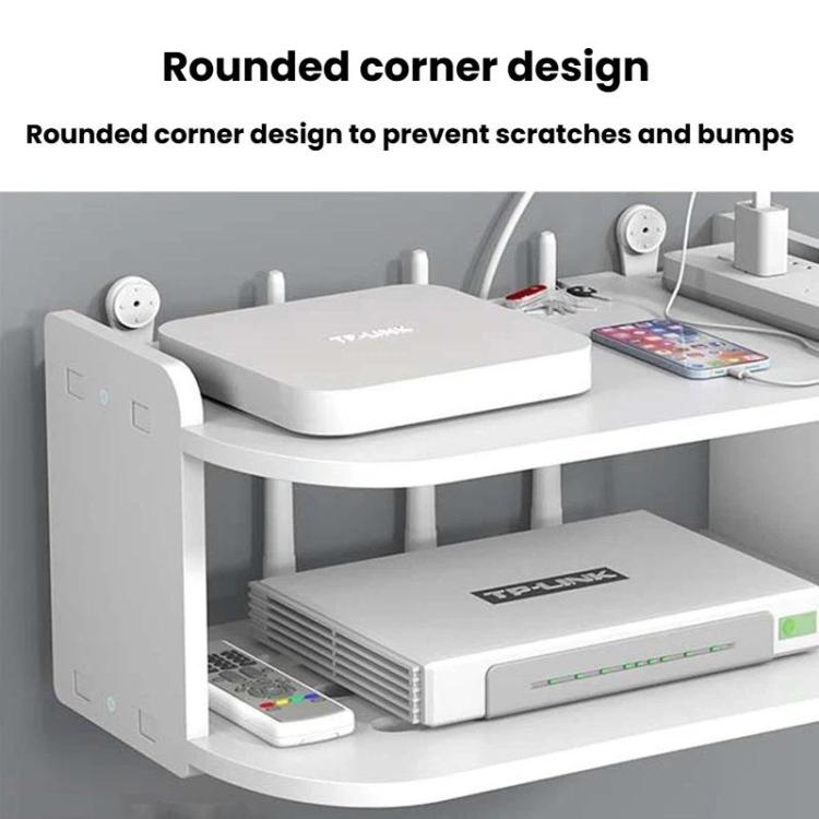 2-Tier Storage Shelf For TV Box & Router Drill-Free Wall-Mounted Organizer Box, 30cm, 35cm, 40cm, 45cm, 50cm