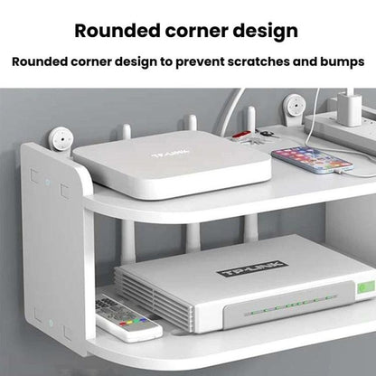2-Tier Storage Shelf For TV Box & Router Drill-Free Wall-Mounted Organizer Box, 30cm, 35cm, 40cm, 45cm, 50cm