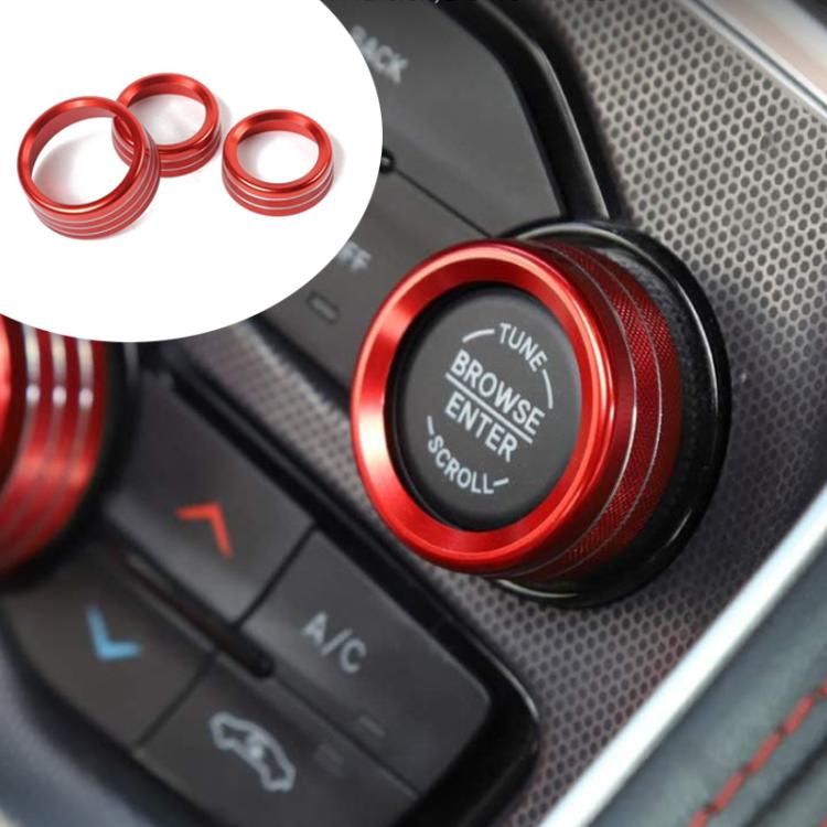 For Dodge Durango / Challenger 3pcs /Set Car Center Console Knob Trim Ring