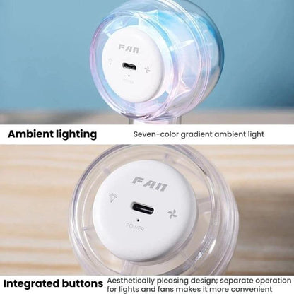 Mini Turbo Convenient USB Dazzling Colorful Light Handheld Fan, F22