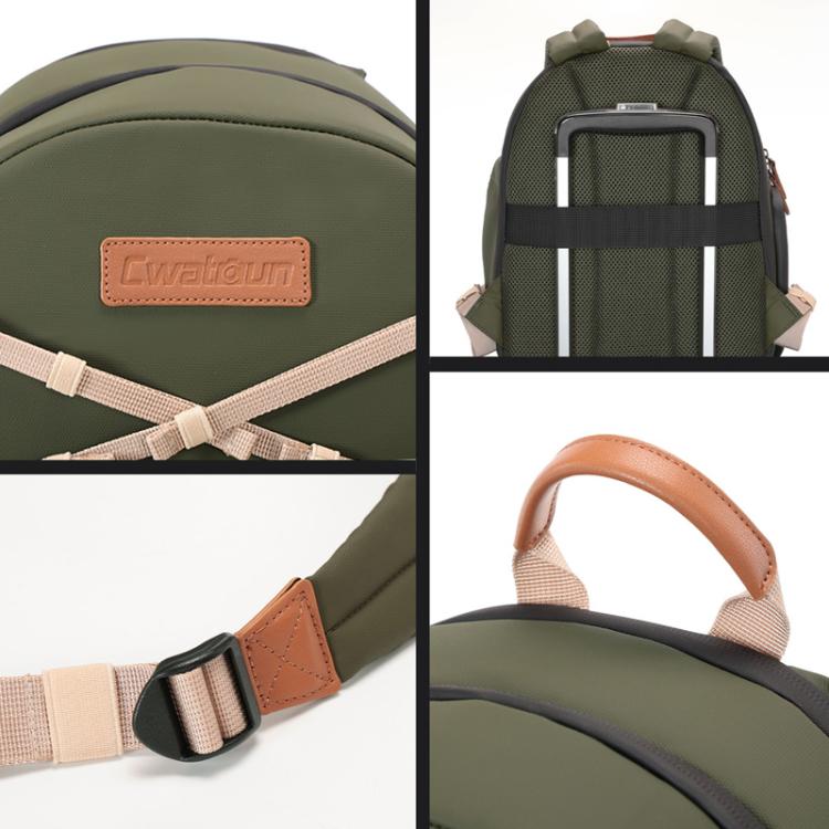 Cwatcun D249 Casual Shoulder Camera Bag Decompressorized Quick Access DSLR Storage Bag, Medium Army Green