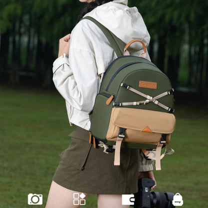 Cwatcun D249 Casual Shoulder Camera Bag Decompressorized Quick Access DSLR Storage Bag, Medium Army Green