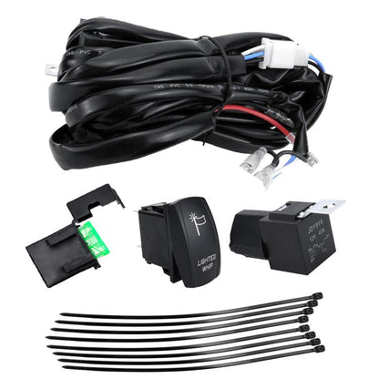 UTV Signal Light Switch Wiring Harness Kit With Waterproof 12V Automotive Relay, Headlight Model With Rock Light Wiring Harness, Bar Light Model With Flagpole Light Wiring Harness, Turn Signal Model With Turn Signal Stalk Switch