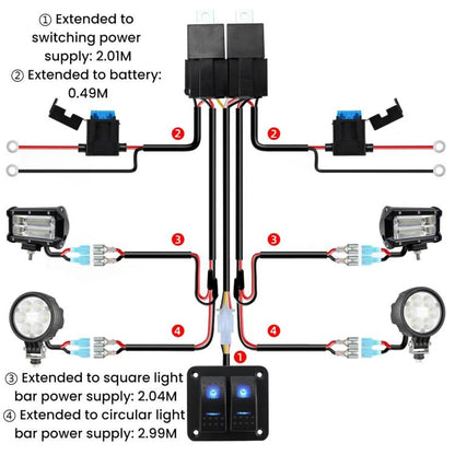12V Power Switch Control LED Light Strip Wiring Harness Kit With Fuse, 2-key, 3-key, 4-key, 5-key