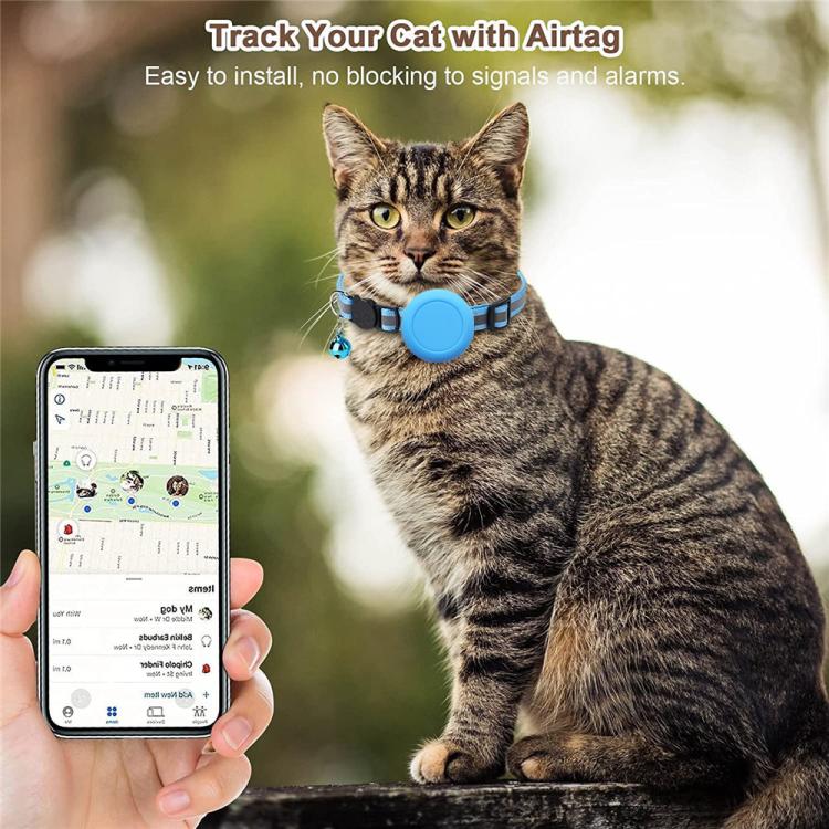 For AirTag 2nd Gen / AirTag 1st Gen Waterproof  Silicone Holder Cat Collar With Safety Breakaway Buckle And Fish & Bell Pendant